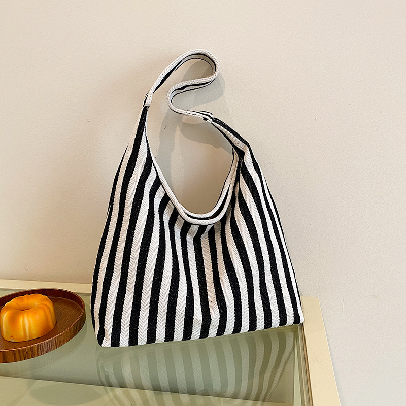 Bolso de lona de doble cara para mujeres 2024 nueva moda tote estriado bolso de hombro de gran capacidad perezoso bolso de mochila