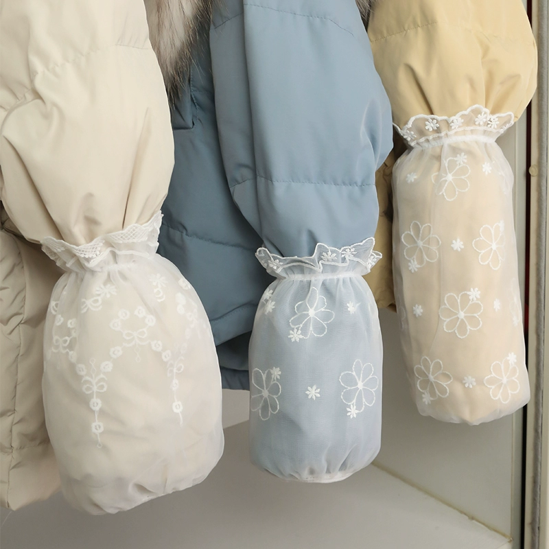 Lace demi-season sleeves, white down jacket, anti-dirty