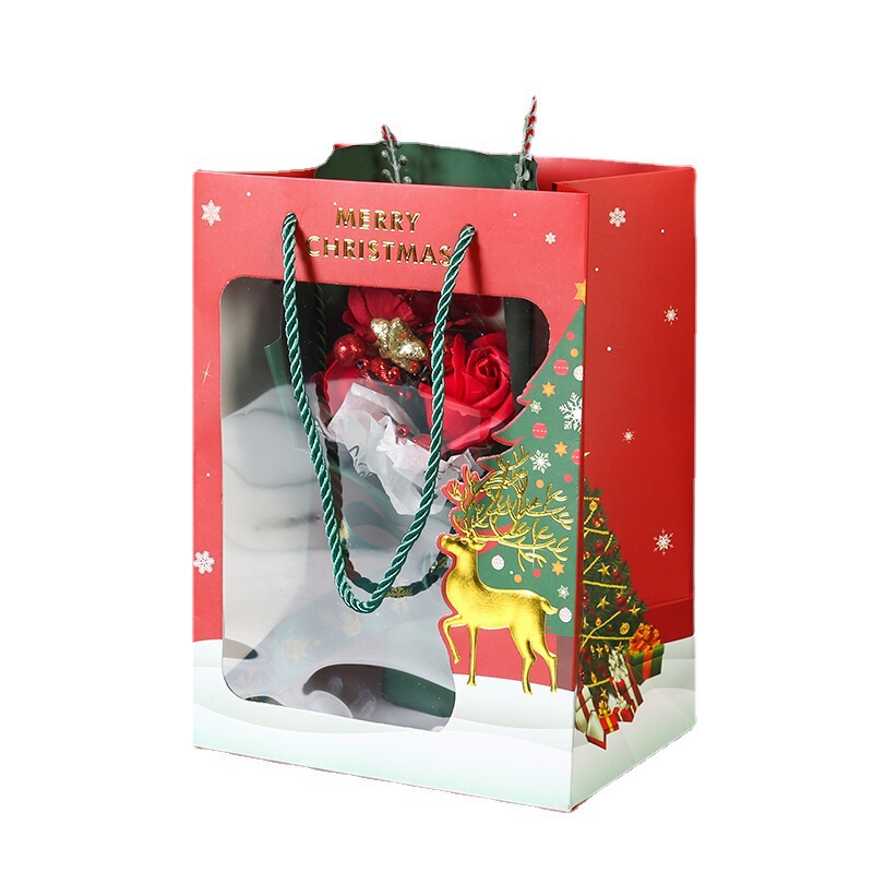 工場直販 クリスマス紙袋 ショーウィンドウギフトバッグ クリスマスイブギフト アップル包装箱 キャンディ クリスマスギフトバッグ|undefined