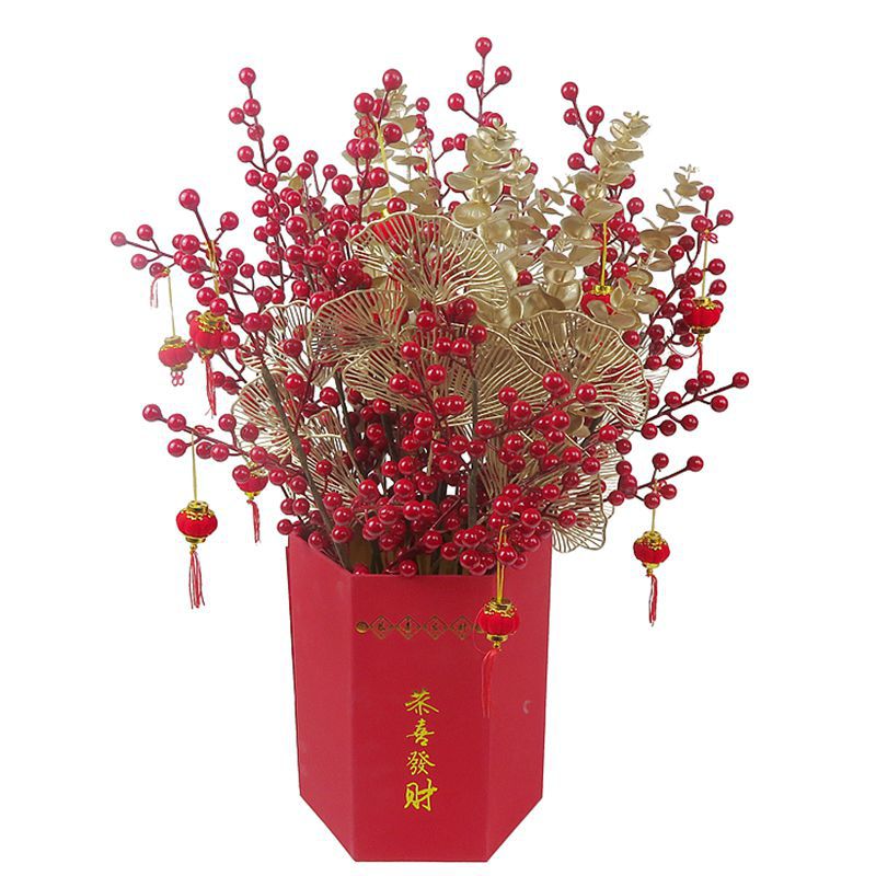 义乌照屏仿真花厂批发仿真水果发财果吉祥果各种规格的仿真冬青果