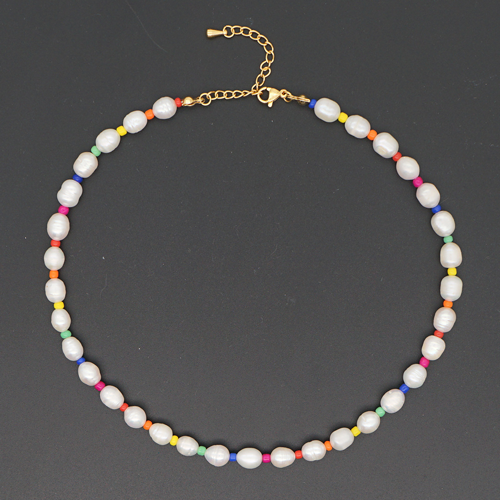 Baroque Ethnic Pearl Stained Glass Bead Necklace Wholesale display picture 5