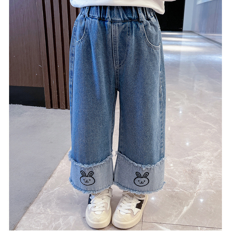 2026 nuevos pantalones jeans de niñas primavera y otoño, pantalones de primavera para niños, pantalones rectos de niñas, estilo extranjero