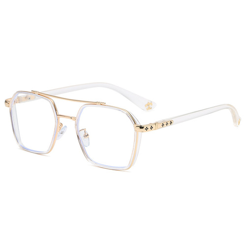 Anti-blue light Chen Wei Ting same style glasses frame for men, double bridge steel Iron Man prescription glasses, retro glasses frame wholesale