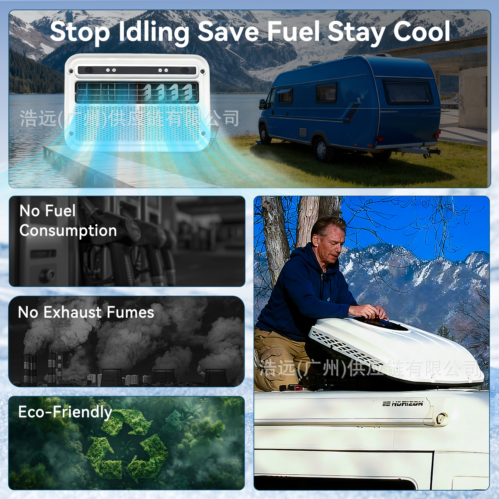 In-Stock Automotive Electric Air Conditioner 12V Cooling for Rvs, Heavy-Duty Trucks, Light Trucks, and Vans - Integrated Vehicle-Mounted Parking Air Conditioner