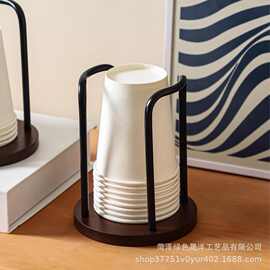原木风一次性纸杯杯子置物家用商用桌面高颜值水杯纳取杯器