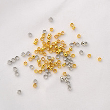 电镀铜质可夹扁定位珠金珠 手工diy饰品配件圆形收尾打结固定扣子