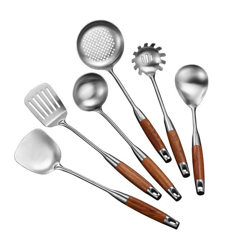 304 Stainless Steel Kitchenware Set Kitchen Kitchen Tools Cooking Spoon Six -piece Set Set Set Set Spot Board Absorposus