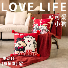 可爱卡通结婚喜字抱枕一对红色喜庆送新人礼物客厅沙发压床靠枕