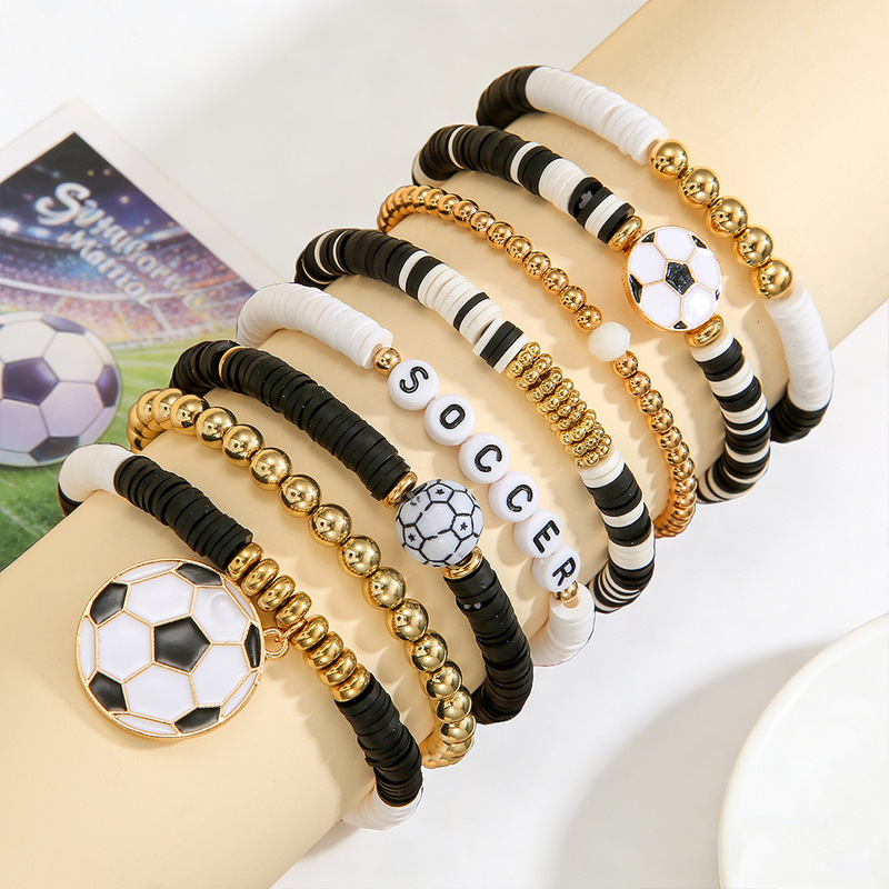 Football Sports Bracelet Set, World Cup Commemorative Multi-Layered Stackable Wholesale Football Sports Bracelet Set, World Cup Commemorative Multi-Layered Stackable Wholesale
