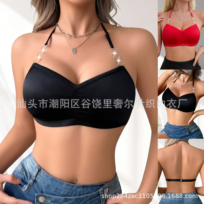 2026 Autumn/Winter New Cross-Border Foreign Trade Lingerie, High-End Comfortable Bra That Enhances Bust Appearance, Halter Neck, Open Back, Solid Color Bra 2026 Autumn/Winter New Cross-Border Foreign Trade Lingerie, High-End Comfortable Bra That Enhances Bust Appearance, Halter Neck, Open Back, Solid Color Bra