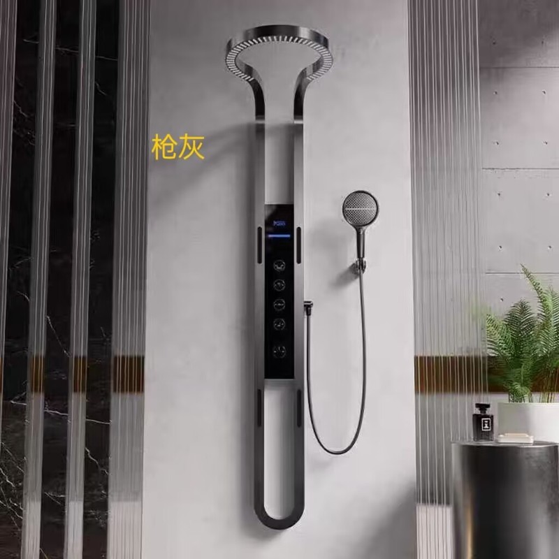 リング状全銅シャワーセット、温冷デジタルディスプレイスーパーチャージャーシャワーの完全なセット、家庭用オールインワンバスルームラージトップスプレー|undefined