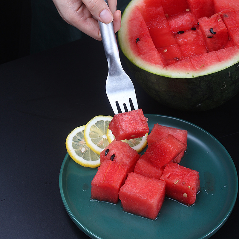 Stainless Steel Melon Eating Artifact Watermelon Cutter Double-headed Watermelon Cutter Watermelon Fork Two-in-one Fruit Divider