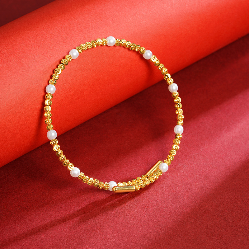 Pulsera de perlas de imitación de oro de arena s2723