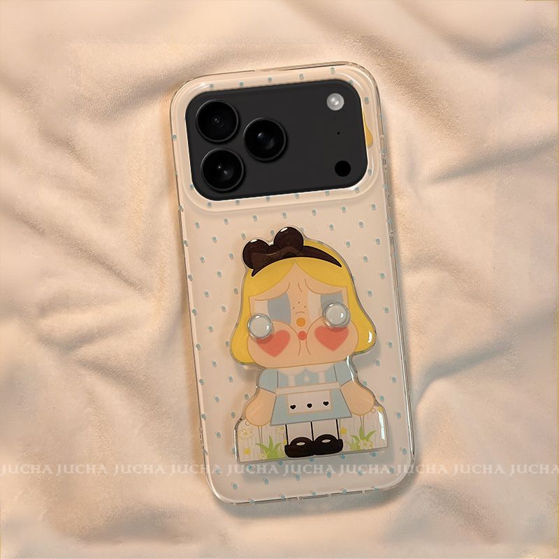 适用苹果17air手机壳支架背贴iphone17promax不撞款17蓝波点娃娃