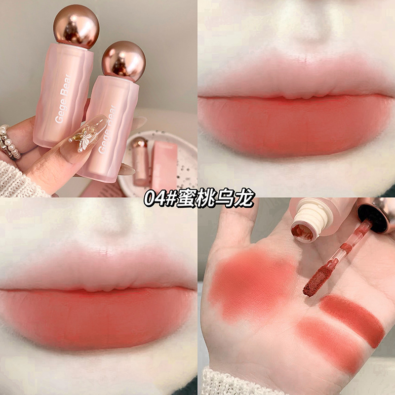 メイクアップ Gege ベアベルベットミストソリッドカラーリップマッド女性用、長持ちし、カップにつきにくい、ベルベットマットホワイトニングリップグレーズリップスティック|undefined