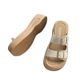Vintage Genuine Leather Birkenbone Slippers Women's 2025 New Summer Wearing Heightening Slides Platform Beach All-match Sandals