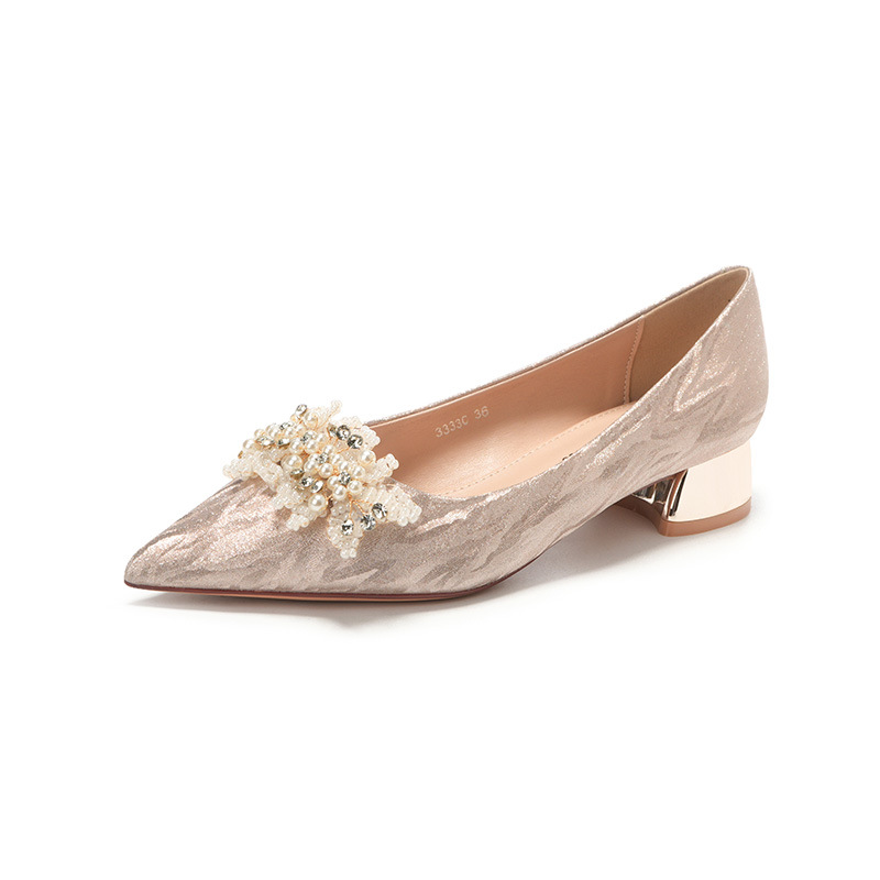 3333C-015 Low Heel Pointed Toe Tiger Skin Pattern High Heels Comfortable Elegant Women's Shiny Wedding Party Shoes_voghion.com