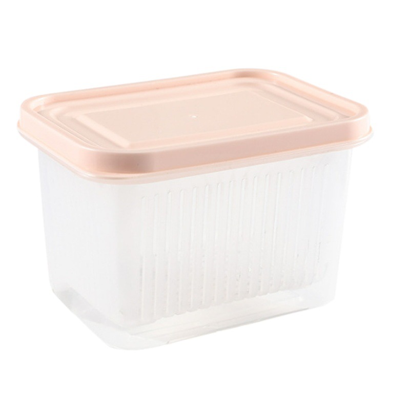 Double-layer Draining Fresh-keeping Box for Scallion Refrigerator Storage Box Household Kitchen Vegetable and Fruit Draining Basket