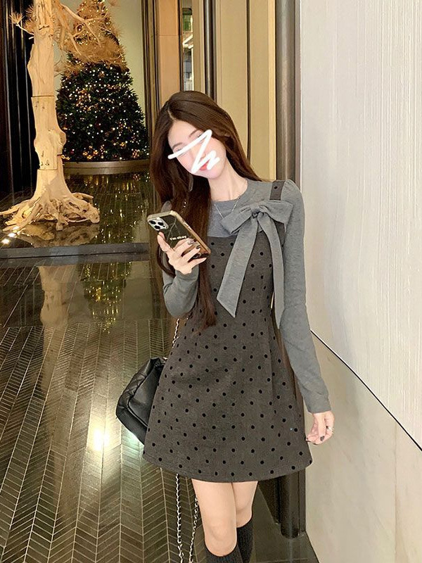 早秋miu系穿搭连衣裙子女秋冬女针织内搭短裙两件套装韩系高级感|undefined