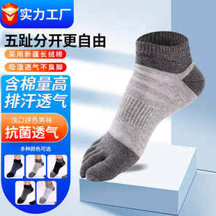 Five-finger socks antibacterial men's pure cotton socks combed cotton breathable sweat-absorbent thin Xinjiang cotton short five-Toe Toe socks wholesale
