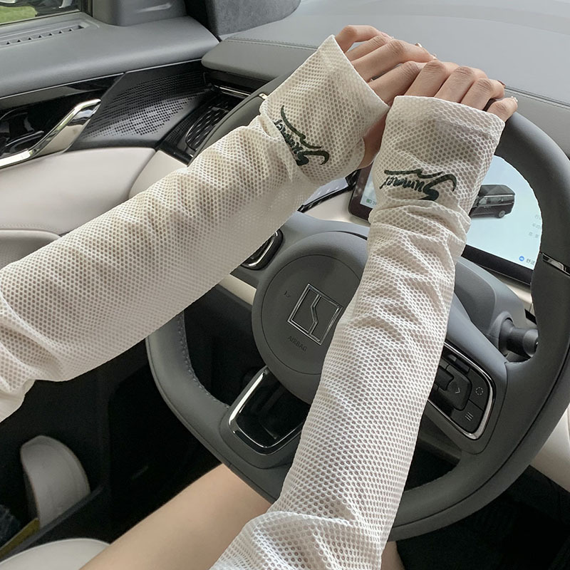 Mangas de hielo mangas de seda de hielo para mujer verano más tamaño suelto al aire libre hueca manga de brazo transpirable manga de protección solar manga de hielo