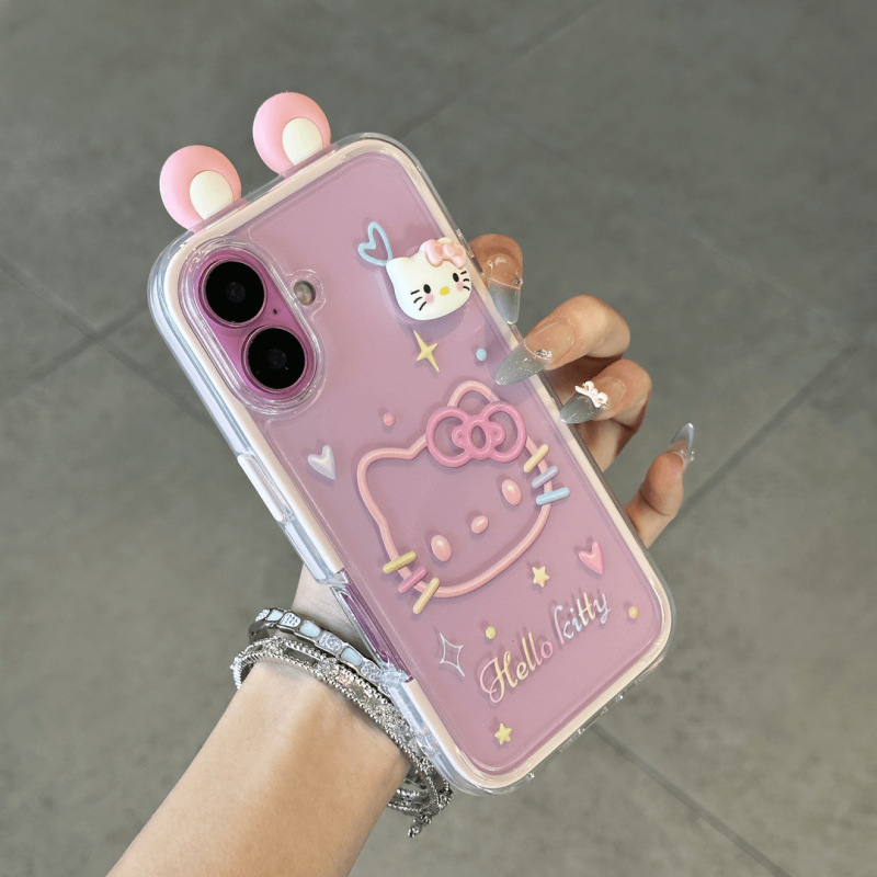 ins风果冻kitty猫耳朵公仔适用苹果16/15手机壳iPhone14/13/12软|undefined