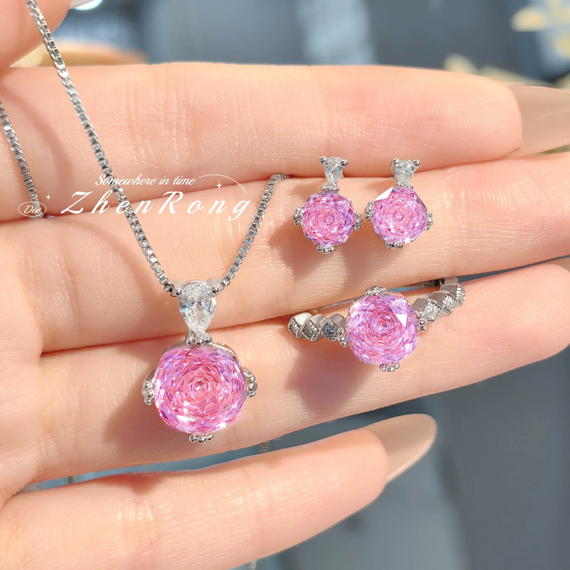 Октогональная Millennium Rose Cherbarabba ожерелье подвеска инкрустированная углеродистый алмаз яркие драгоценности цветные алмазы розы розы