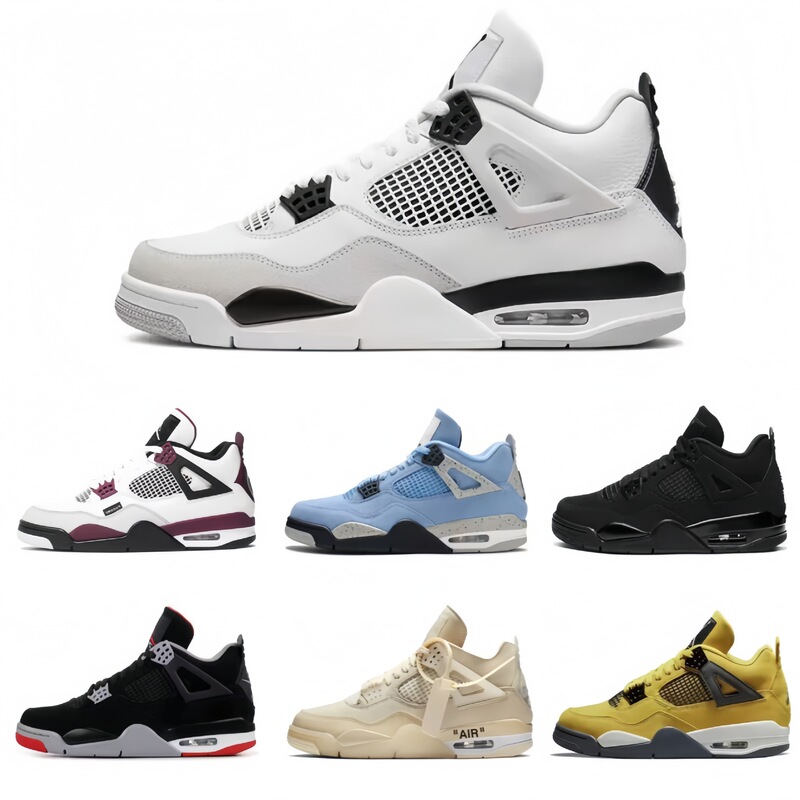 Cross-Border Export Aj4 Men's Shoes Electric Mother White Cement Paris Putian Shoes Joe 4 Basketball Shoes Shock-Absorbing Air Cushion Sports Shoes