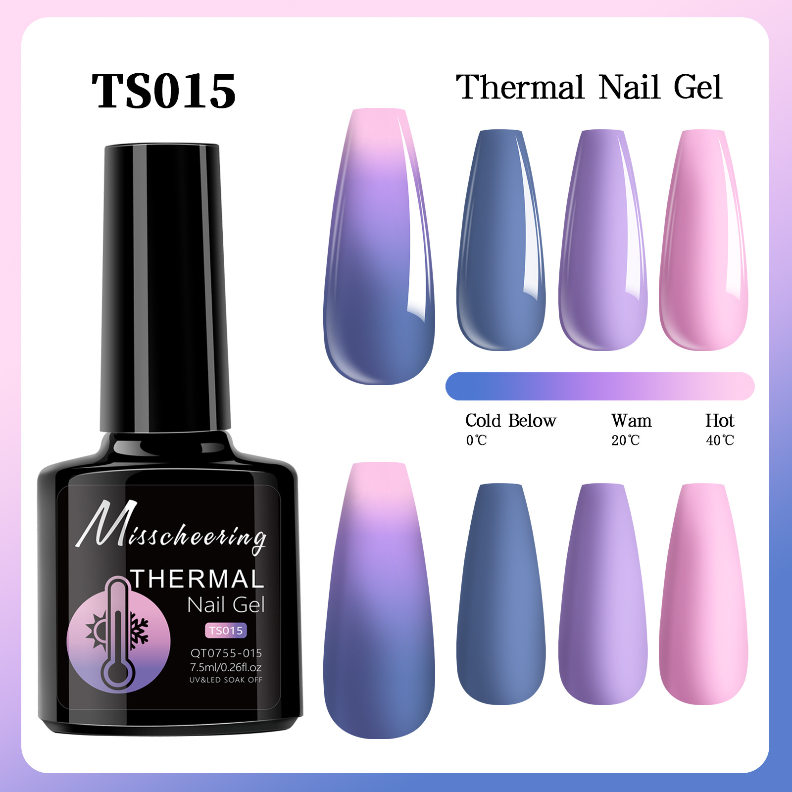 Esmalte de uñas de gel con efecto aurora que cambia con la temperatura, gel de diamante opal, gel de fototerapia de tres etapas que cambia con la temperatura, juego al por mayor.