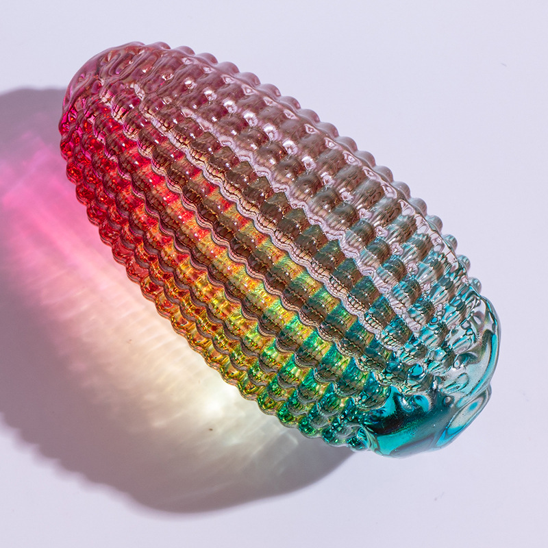 Ornamento de maíz de cristal de cristal de vidrio, maíz de color, maíz hecho a mano puro, maíz amarillo, decoración del hogar