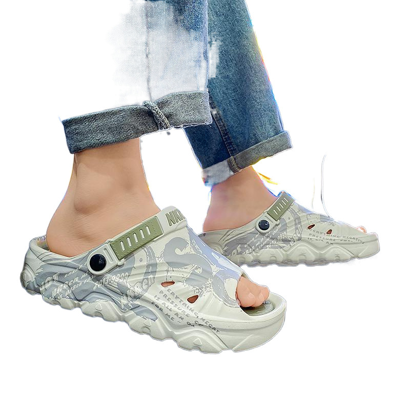 Zapatillas de hombre de comercio exterior de estilo explosivo transfronterizo, chanclas antideslizantes, resistentes al desgaste y desodorantes, estilo de uso exterior de verano, fondo grueso al aire libre, ocio