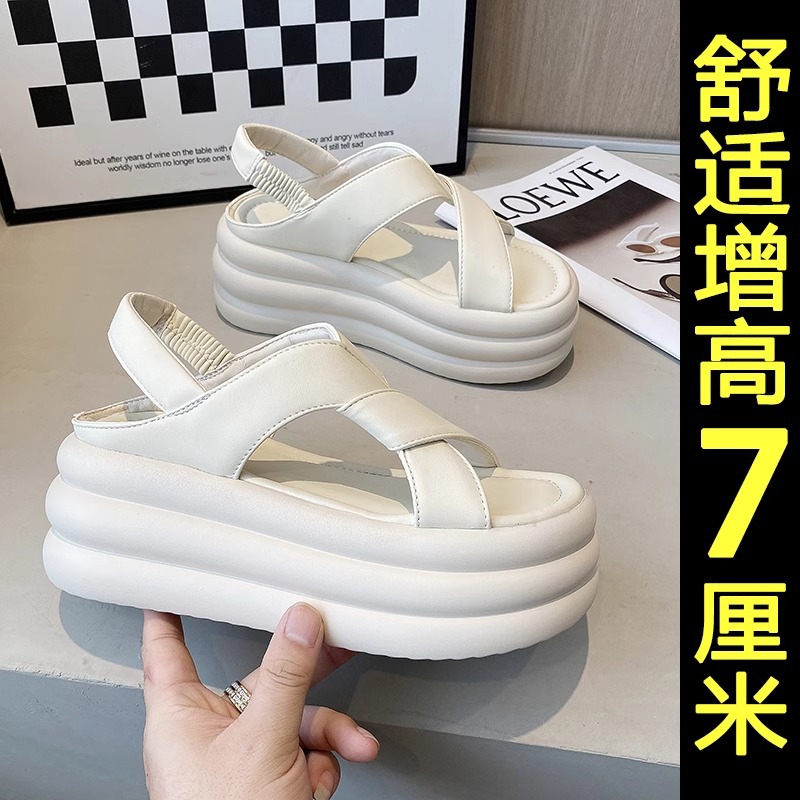 Sandalias romanas para mujeres 2025 verano nuevo estilo de muffin de fondo grueso con altura de moda con falda temperamento universal zapatos de playa