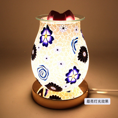 厂家直供七彩香氛灯精油香薰蜡装饰台灯  家用卧室软陶玻璃香薰灯|ru