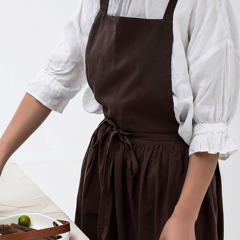 Summer Simple Thin Lazy Artistic Floral Apron Extended Cotton Princess Style Flower Shop Manicurist Apron Summer Simple Thin Lazy Artistic Floral Apron Extended Cotton Princess Style Flower Shop Manicurist Apron 