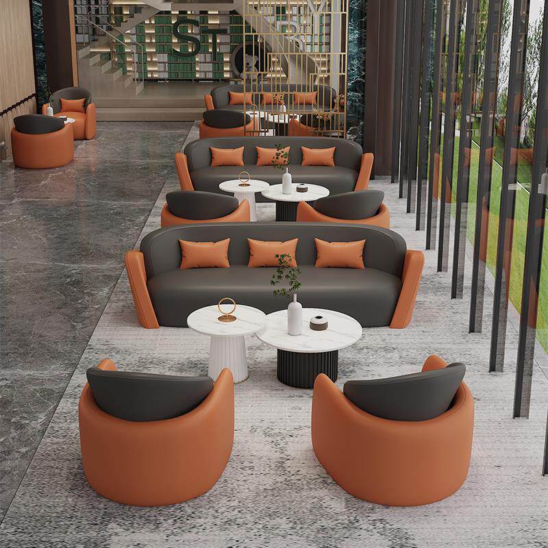 Sofá de recepción de ventas de postres cafetería sofá mesa de té combinación de empresas de negocios sofá mesa redonda
