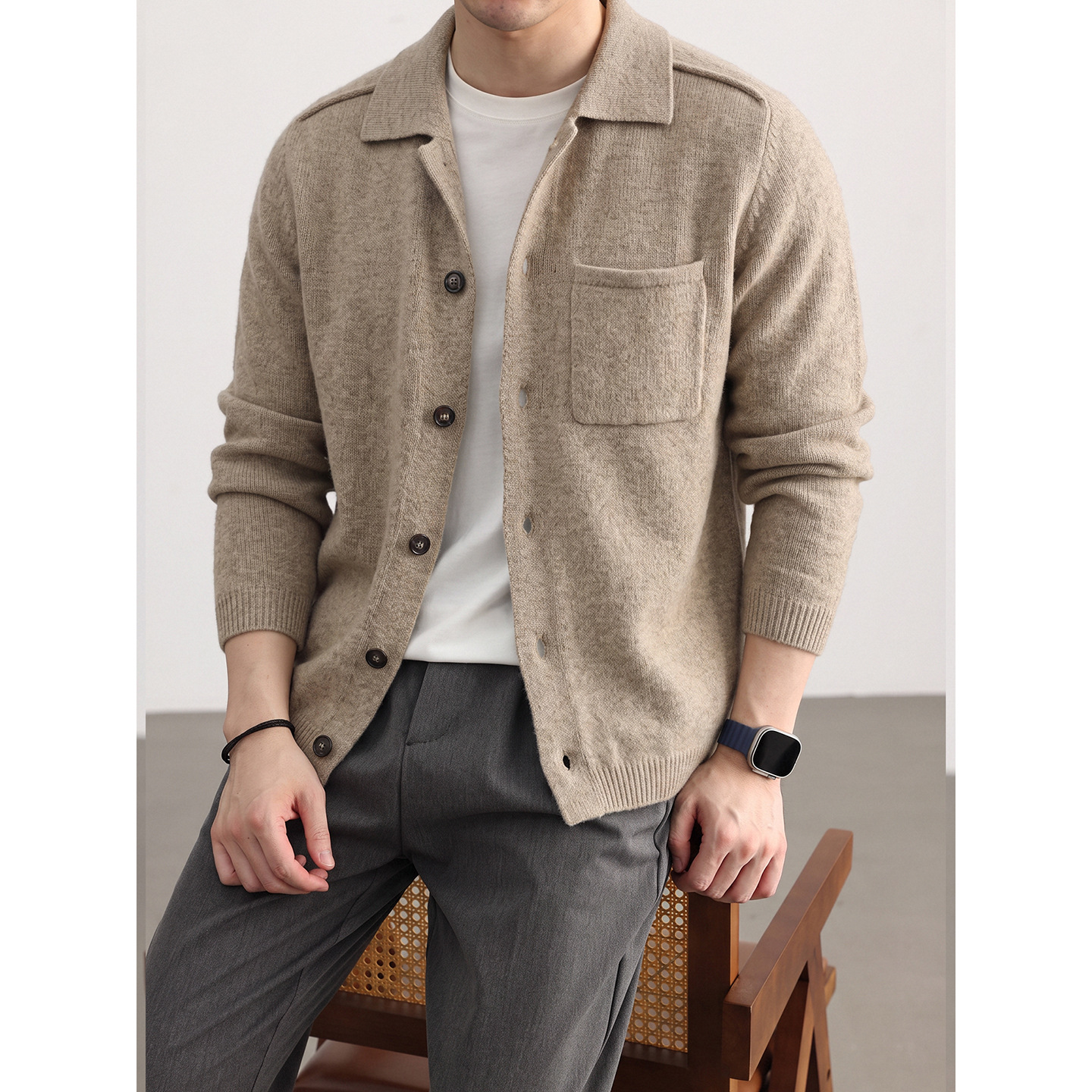 Cony Cashmere Sweater for Men, 2026 Autumn/Winter New Collection, 100% Cashmere Knit Cardigan