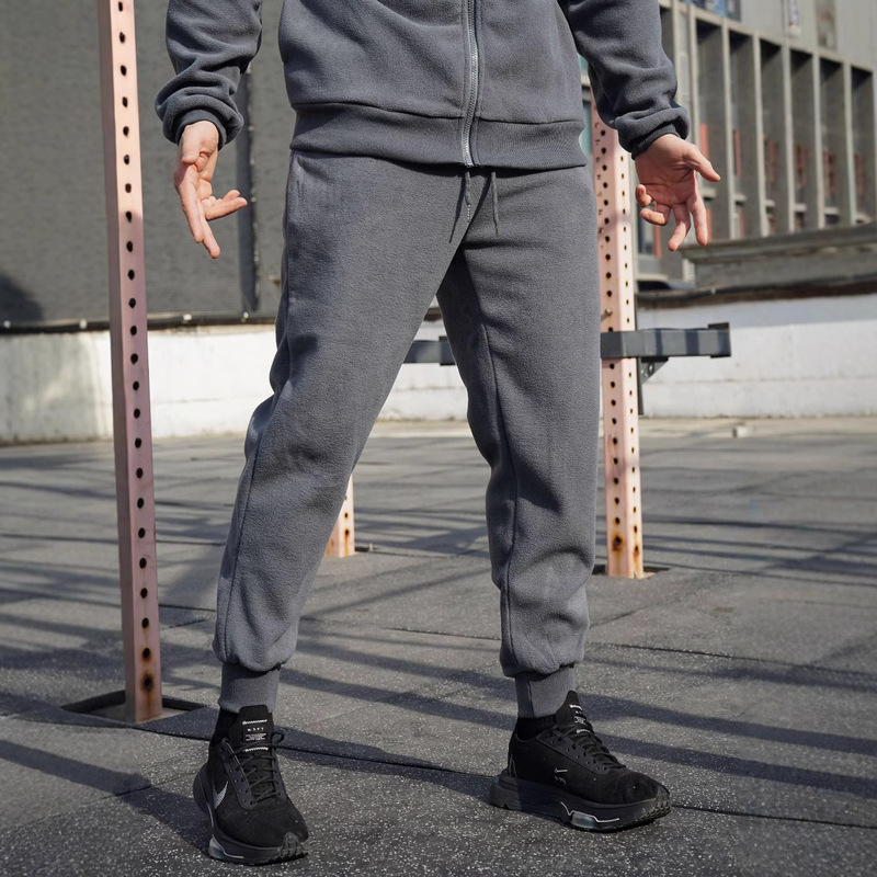 Fitness American ankle-tied pants men's loose drawstring basketball running training fleece-lined loose sports long pants casual