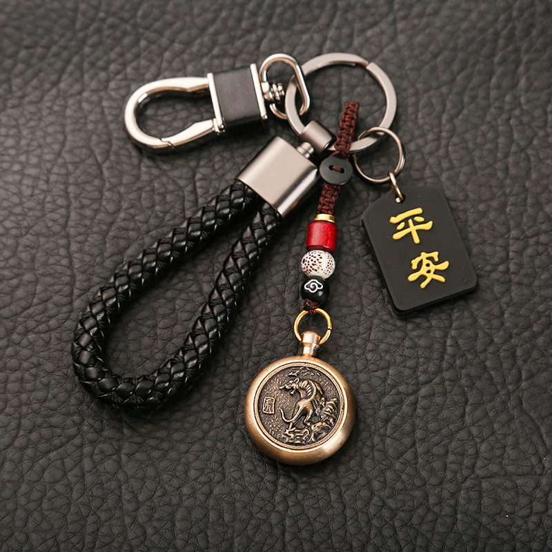 男性と女性の車のキーホルダー真鍮干支キーチェーン手作りペンダントレトロクリエイティブ男性のお金のハンドル|undefined