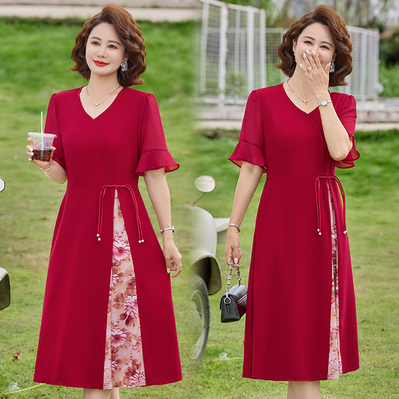New summer dress for mother of the bride, stylish chiffon long dress for mother-in-law's wedding reception, loose and slimming dress New summer dress for mother of the bride, stylish chiffon long dress for mother-in-law's wedding reception, loose and slimming dress