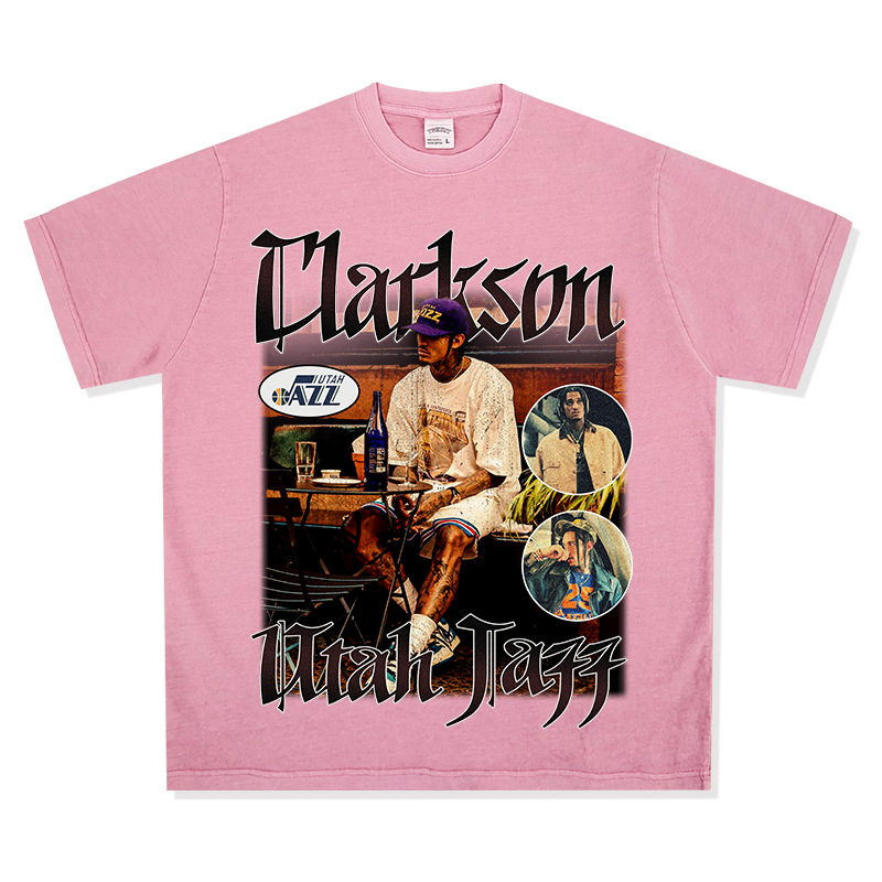 Transfronterizo Clarkson Clarkson camiseta de estrella retro estadounidense de manga corta con estampado