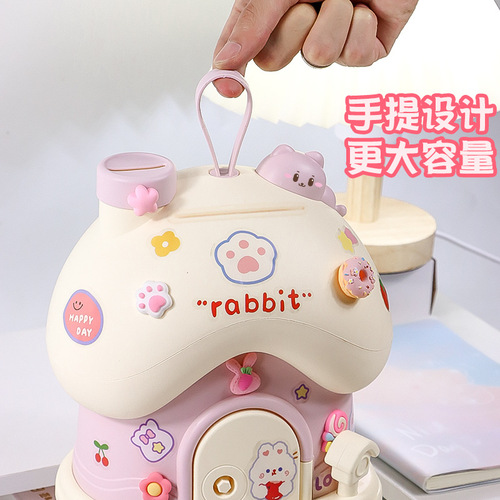 2024 New Mushroom House Piggy Bank DIY Pasteable Save and Withdrawal Savings Box for Boys and Girls Children's Gift