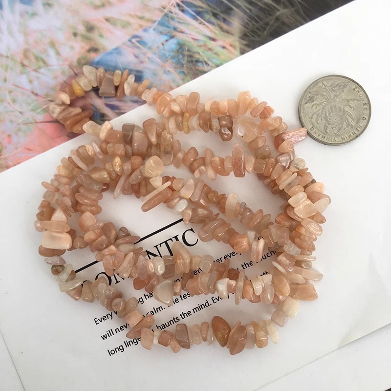 천연 태양석 자갈 긴 끈 자갈 5-7mm 길이 약 85cm