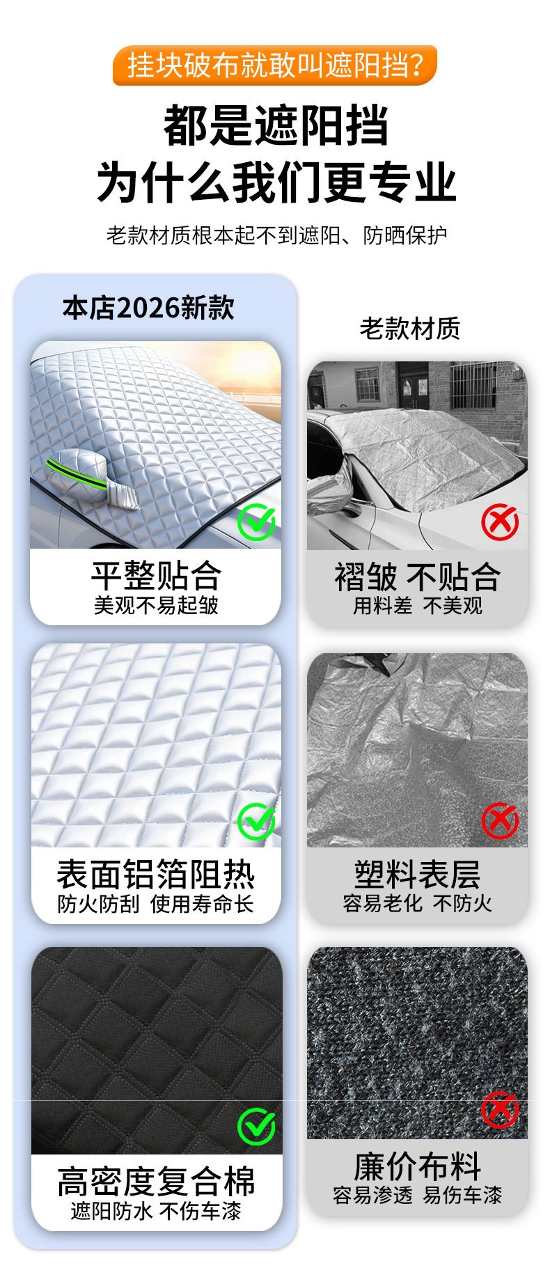 Car Sunshade Cover, Car Cover, Sun Protection, Rain Protection, Heat Insulation, Front Windshield Winter Snow Cover, Anti-Freeze Half Cover