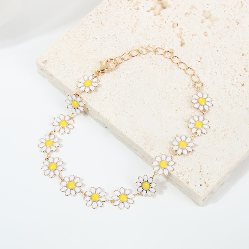 Flower Pattern Simple Style Flower Alloy Plating Women's Bracelets Necklace