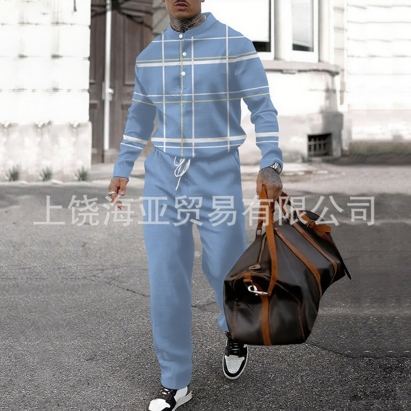 2025跨境新品欧美秋冬潮流款男士套装帅气时尚休闲运动男装一整套|undefined