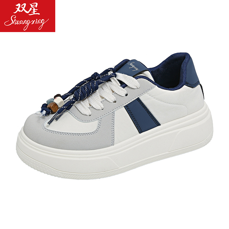 28083 Thick-Soled Platform Shoes 2025 New Casual Versatile Sneakers Color-Block Shoelace Decor Student_voghion.com