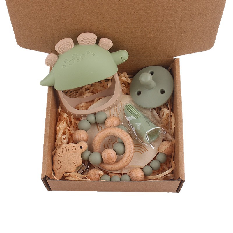 Guantes de mordedor de dinosaurio de silicona para recién nacidos transfronterizos