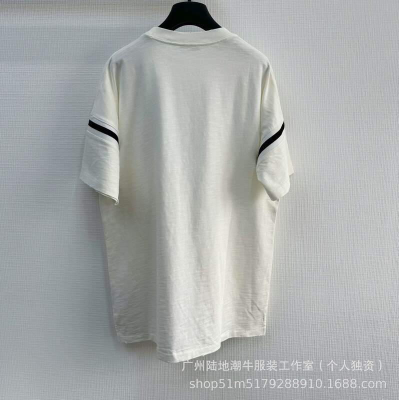 クロスボーダー高品質パリ25ss新デジタルプリントパッチワーク半袖ルーズフィットTシャツ男女兼用|undefined