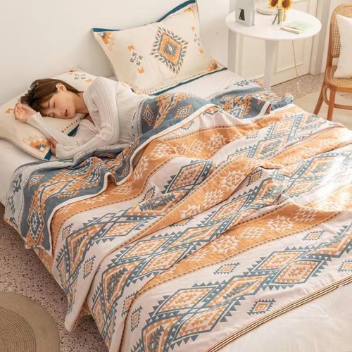New pure cotton four-layer gauze towel quilt, Persian style blanket, single double bed sheet, sofa blanket, summer cool quilt