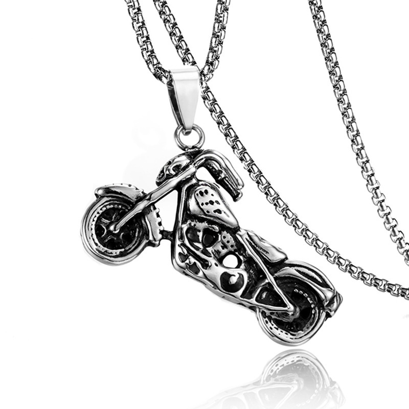 Punk stainless soul tank necklace titanium steel skull motorcycle trendy men's pendant jewelry_voghion.com